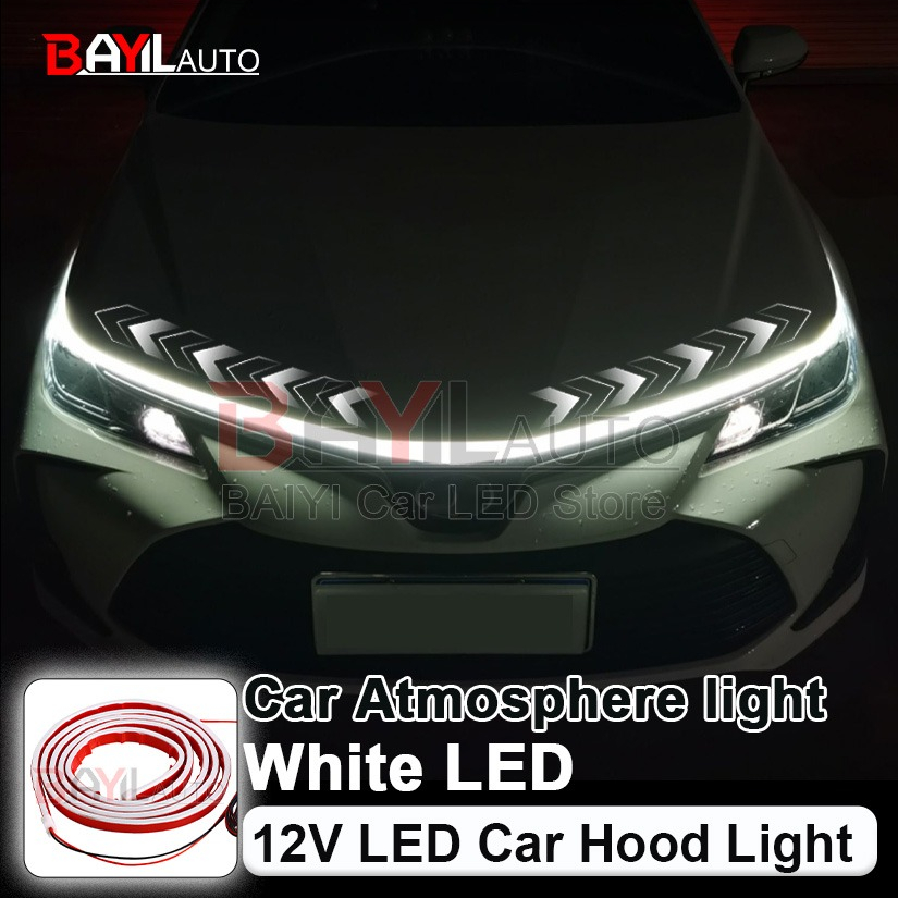 Lighting Bolt Decor - 12V White Car Hood Light Strip,