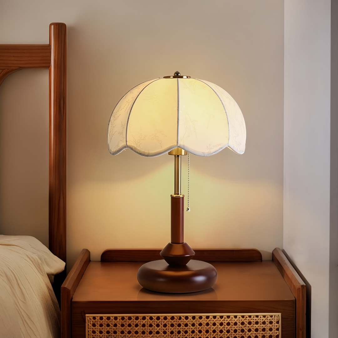 Room Lighting Bedroom Decor - Vintage Scalloped Dome Table Lamp for