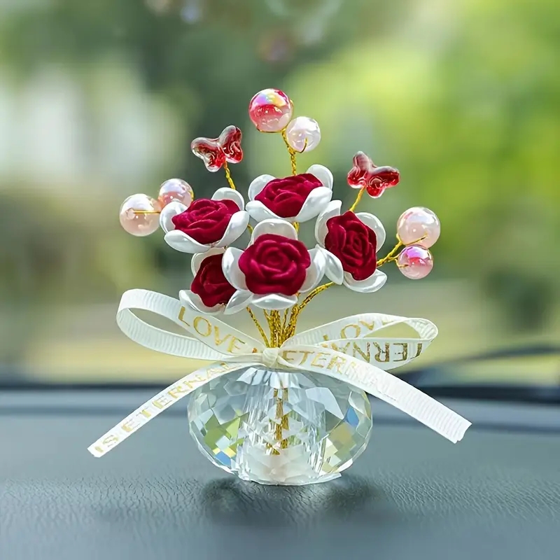 Lighting Mcqueen Bedroom Decor - 1PC Crystal Glass Rose Dashboard Ornament