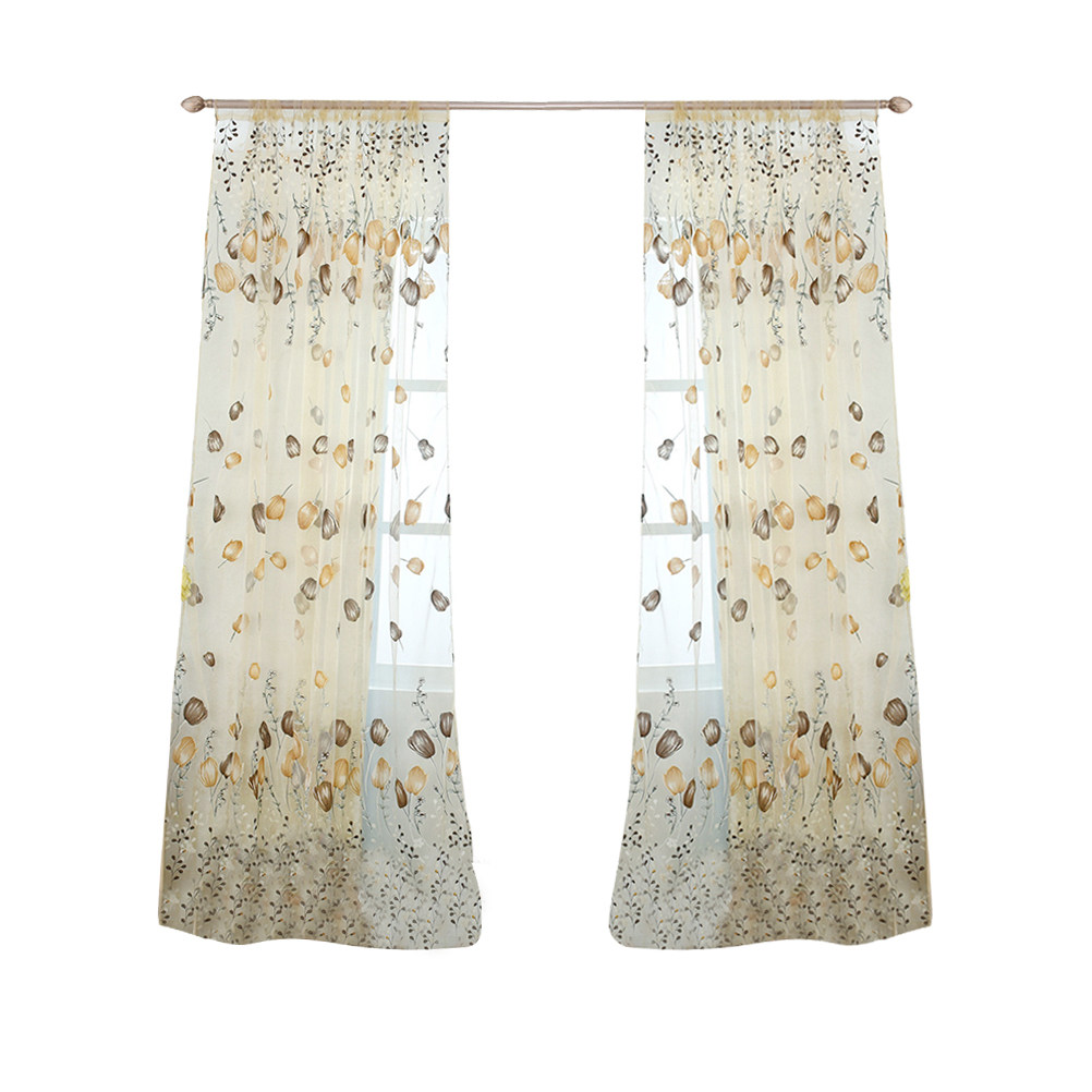 Kitchen Decor Lighting - 100x200cm Tulip Voile Curtains Semi Transparent
