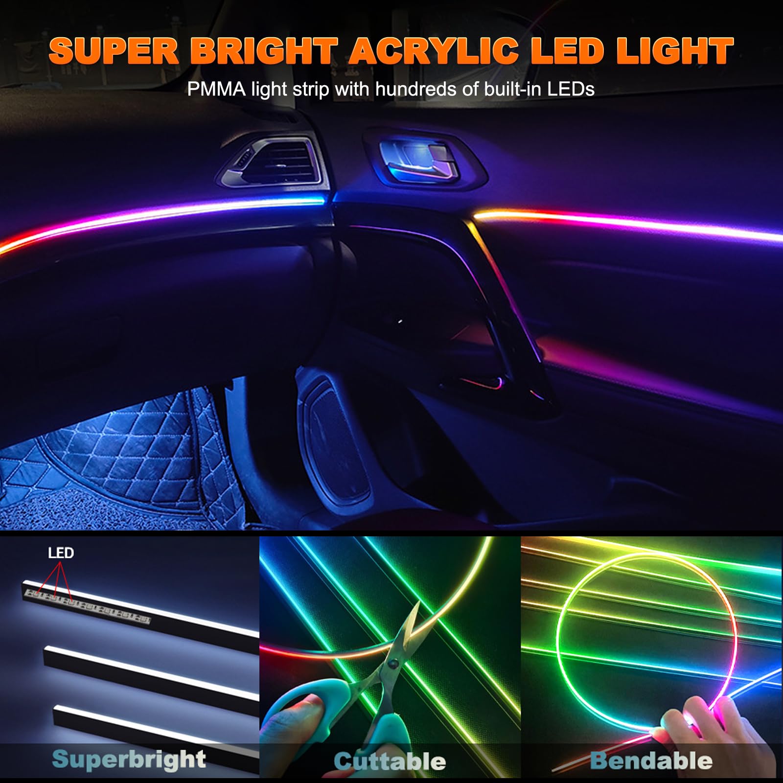 2IN1 Dynamic Neon Car Ambient  - огляд і ціна Lighting Bolt Decor