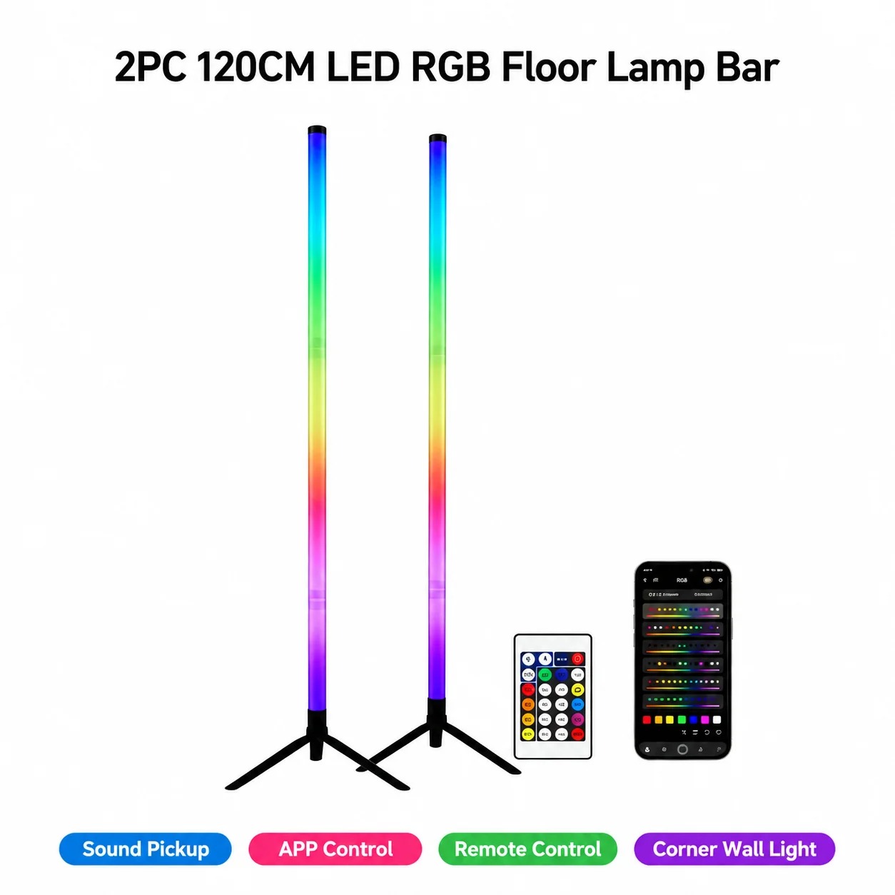 2 Pack RGB LED Corner Floor La - огляд і ціна Room Lighting Bedroom Decor