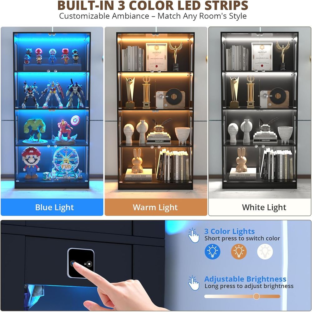 65 Glass Door Display Cabinet, - огляд і ціна Lighting & Home Decor Studio Photos