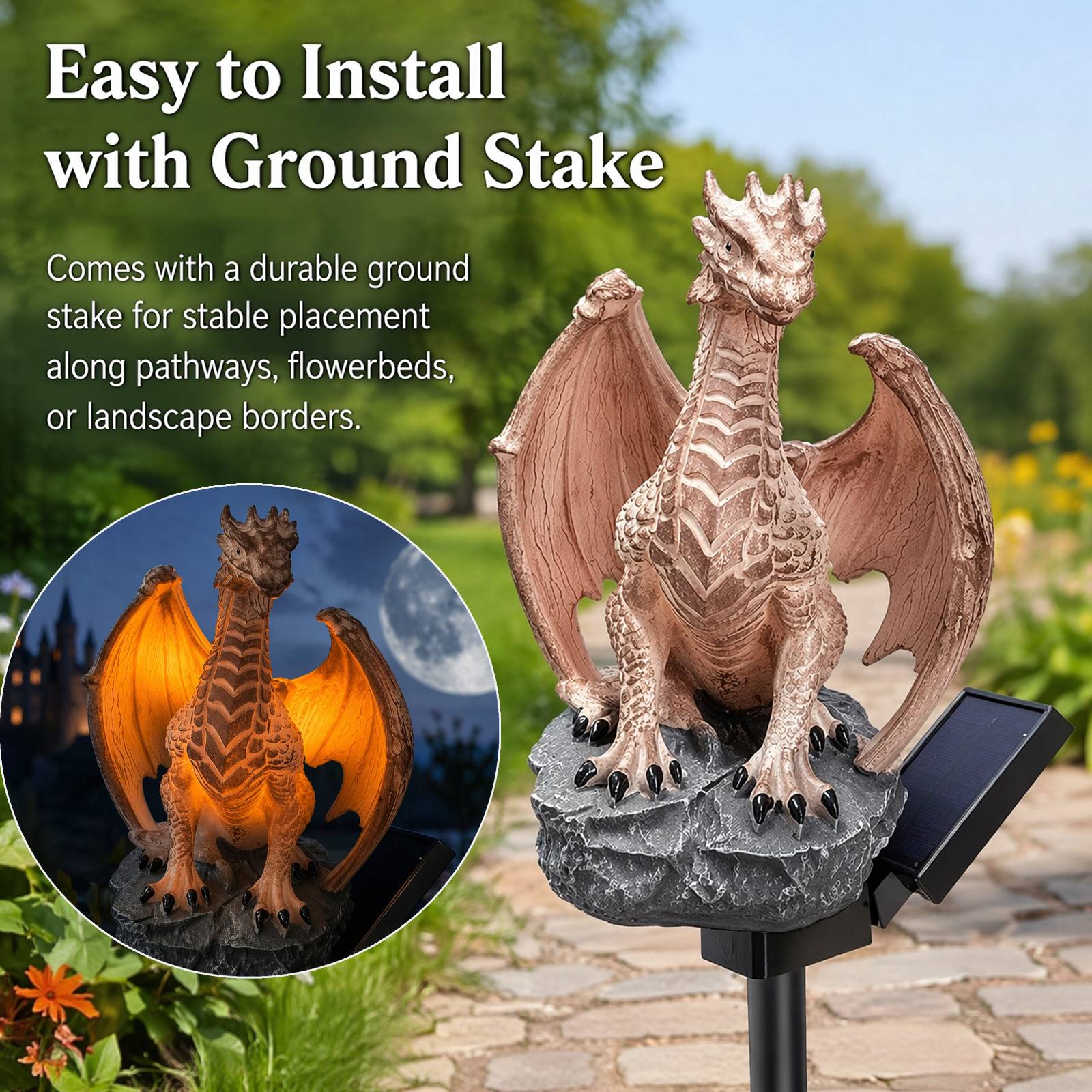 Solar Floor Lamp Dragon Figuri - огляд і ціна Unique Lighting Decor