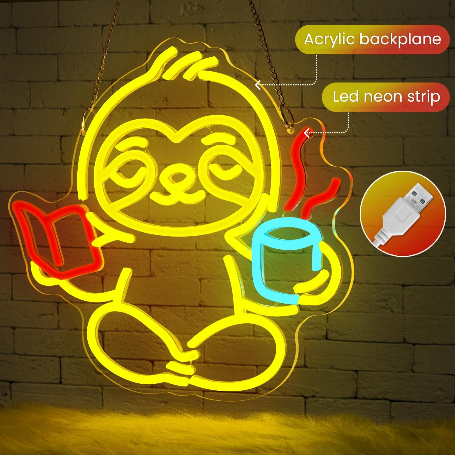 Sloth Neon Sign USB Dimmable L - огляд і ціна Room Lighting Bedroom Decor