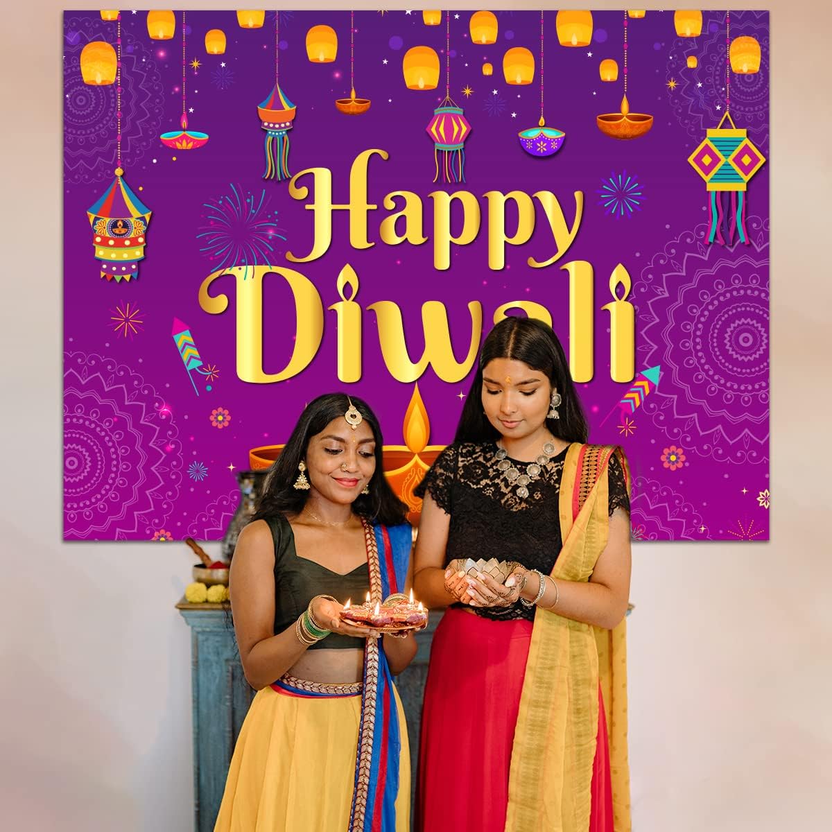 Happy Diwali Backdrop 5x7ft Wa - огляд і ціна Decor Lighting India