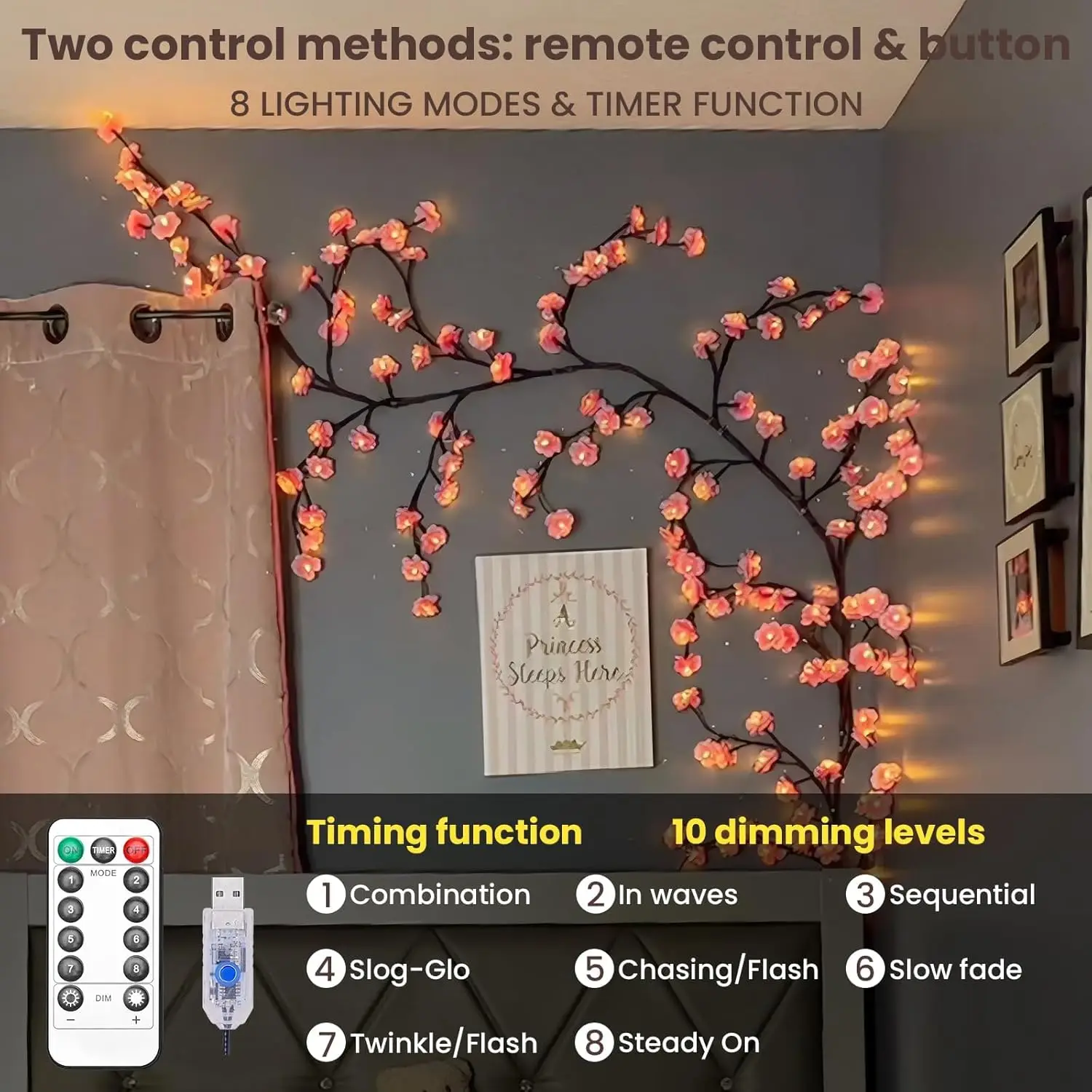 Cherry Blossom Willow Vine Twi - огляд і ціна Wall Decor Lighting Tree