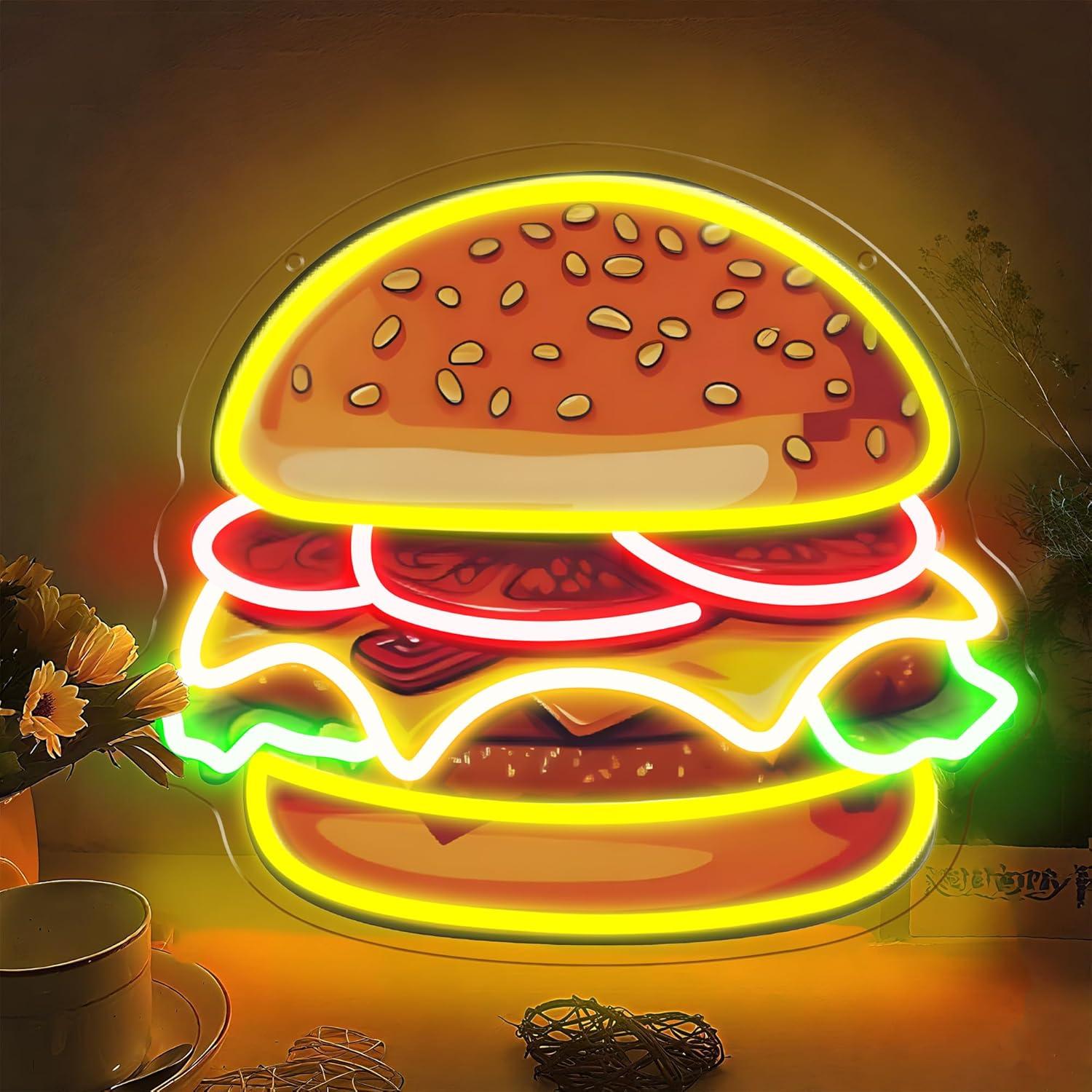 Burger Neon Sign LED Hamburger - огляд і ціна Kitchen Decor Lighting