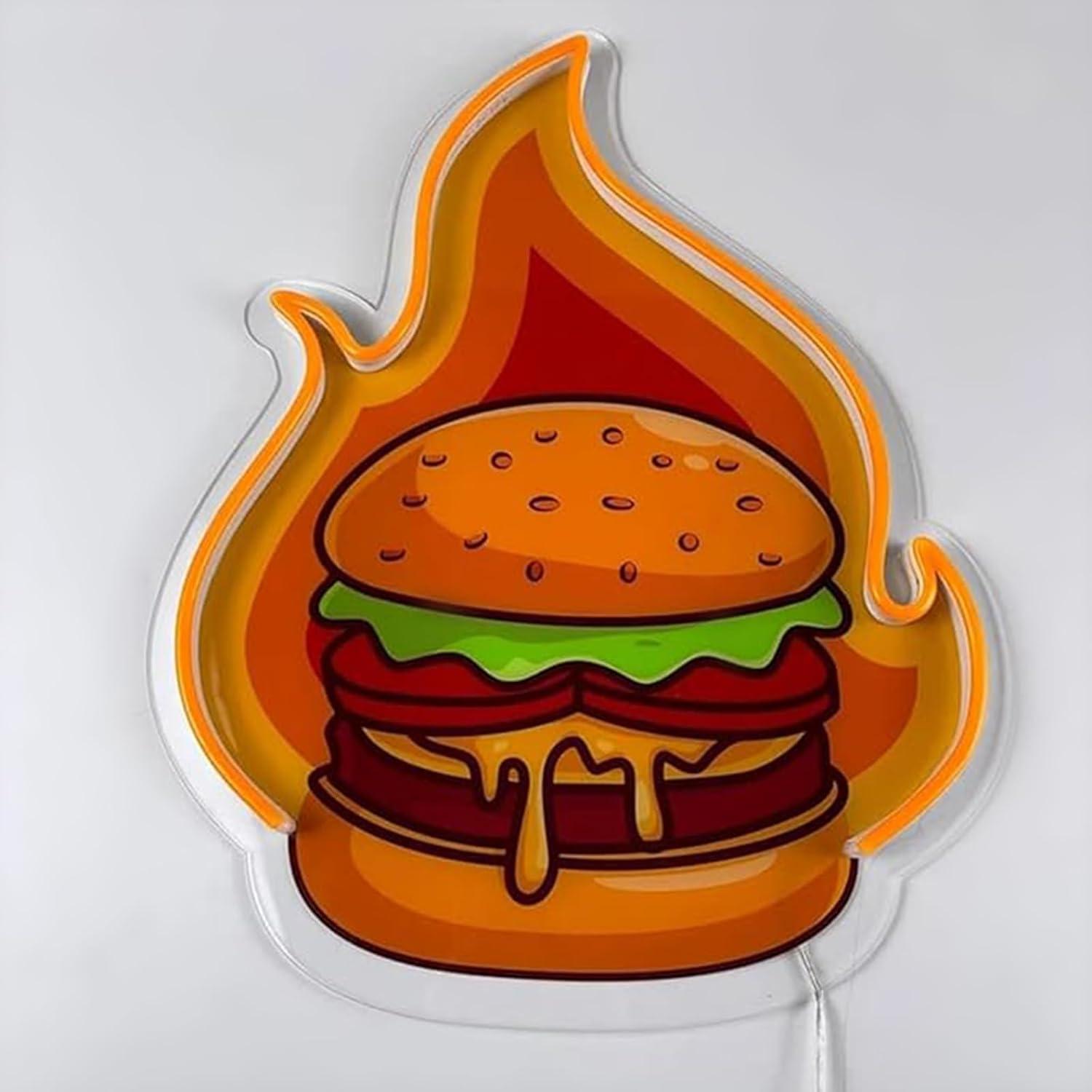 Burger Neon Sign LED Hamburger - огляд і ціна Kitchen Decor Lighting